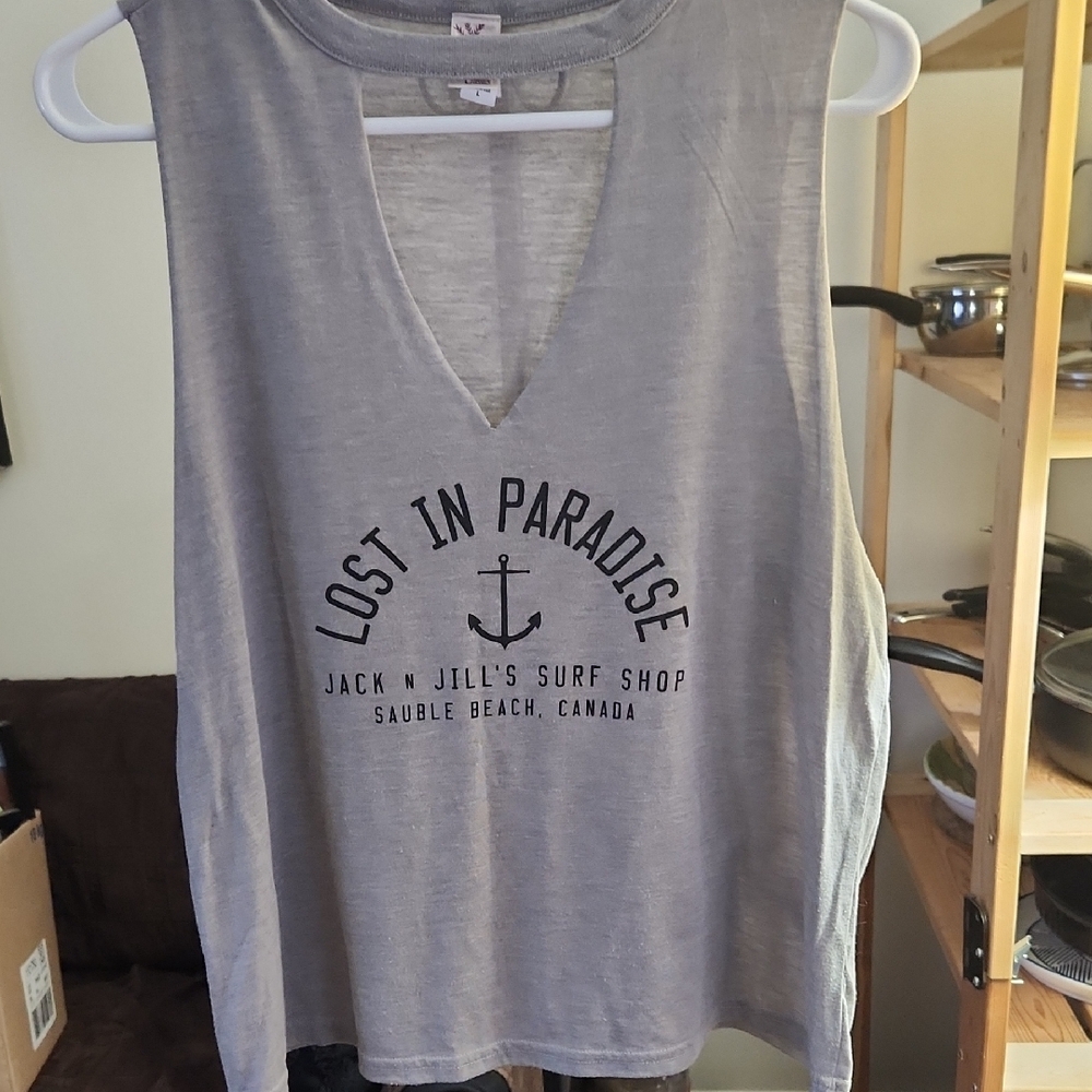 Gray Sleeveless Top ONE OF A KIND ONLY FROM SAUBLE BEACH ONTARIO